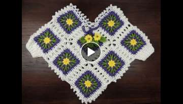 Crochet: Poncho con Cuadrados para ninas