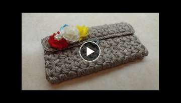 CROCHET How To #Crochet Puffed Star Stitch Clutch Wallet Purse #TUTORIAL #304 LEARN CROCHET