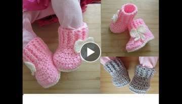 Crochet baby booties tutorial newborn 0-3 months 0-6 months