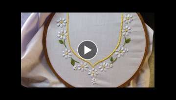 Hand embroidery. Neck design for dresses and blouses. Hand embroidery stitches for beginners.