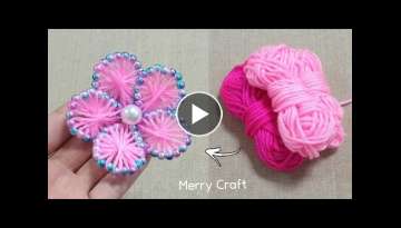 Amazing Flower Making Idea with Woolen yarn - Hand Embroidery Design - Easy Trick - Sewing Hack -...