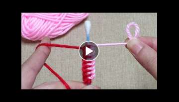 Super Easy Woolen Flower Craft Ideas with Cotton bud - Hand Embroidery Amazing Trick 