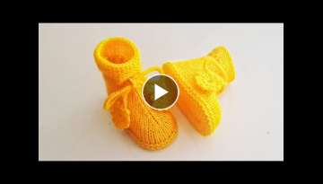 Laced yellow baby boots/ Baby Shoes/ Baby Booties