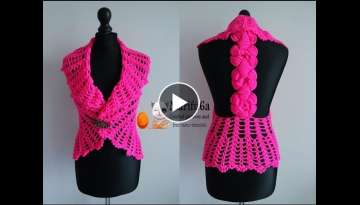 how to crochet vest bolero jacket with roses chaleco free pattern tutorial by marifu6a