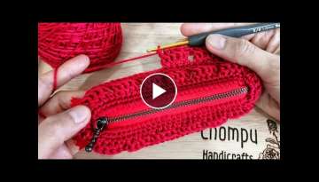 Super Easy Crochet Clutch Bag With Zipper - Step by Step