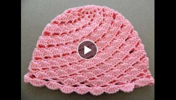 Crochet : Gorro en Conchitas Diagonales. Parte 1 de 2 Crochet : Gorro en Conchitas Diagonales. Parte 1 de 2