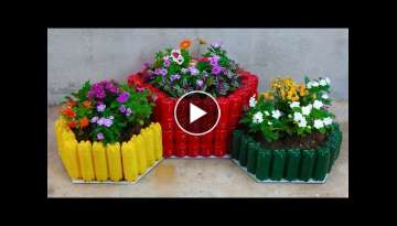 Easy pot making tips - Make unique flower pots out of plastic bottles for small garden