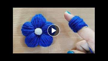 Amazing Woolen Flower Craft Idea using Finger - Easy Woolen Flower Making - Hand Embroidery Trick