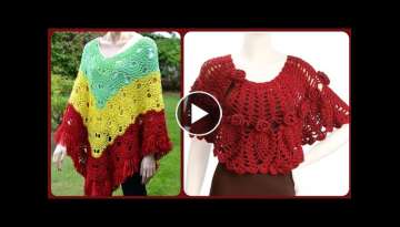 Stunning & Creative Handmade Crochet Poncho Caplets & Cape Shawls Pattern Design & ideas