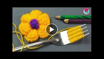 Truco de BORDADO DE FLORES CON UN TENEDOR - Bordado a Mano - flower embroidery with fork Truco de BORDADO DE FLORES CON UN TENEDOR - Bordado a Mano - flower embroidery with fork