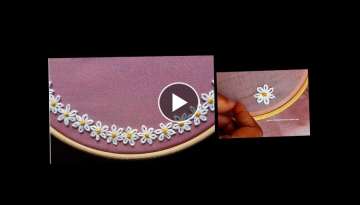 Boat Neck | Hand embroidery stitch on churidar / Kurti - DIY - decorative stitches