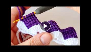 Perfect harmony of purple and white Tunisian crochet knitting pattern