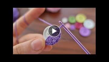 Beautiful Crochet Knitting with Button Yapımı Çok Kolay Örgü Anahtarlık Beautiful Crochet Knitting with Button Yapımı Çok Kolay Örgü Anahtarlık
