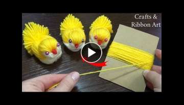 Super Easy Chicken Making Idea with Yarn - DIY Woolen Chick - How to Make Yarn Chick - Woolen Dol...