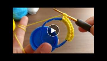 Super Easy Knitting Pattern with Plastic Bottle Ring- Plastik Şişe Halkası İle Tig işi Örg�...