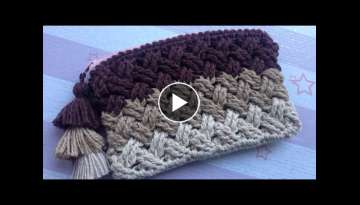 Crochet Celtic Weave Stitch Purse with zipper (step by step tutorial)