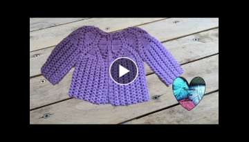 Chaquetita bebe tejida a crochet punto puff 1/2 Chaquetita bebe tejida a crochet punto puff 1/2